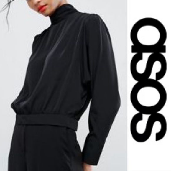 ASOS Tops - NWT ASOS Long Sleeve Blouse With Button Back Black
